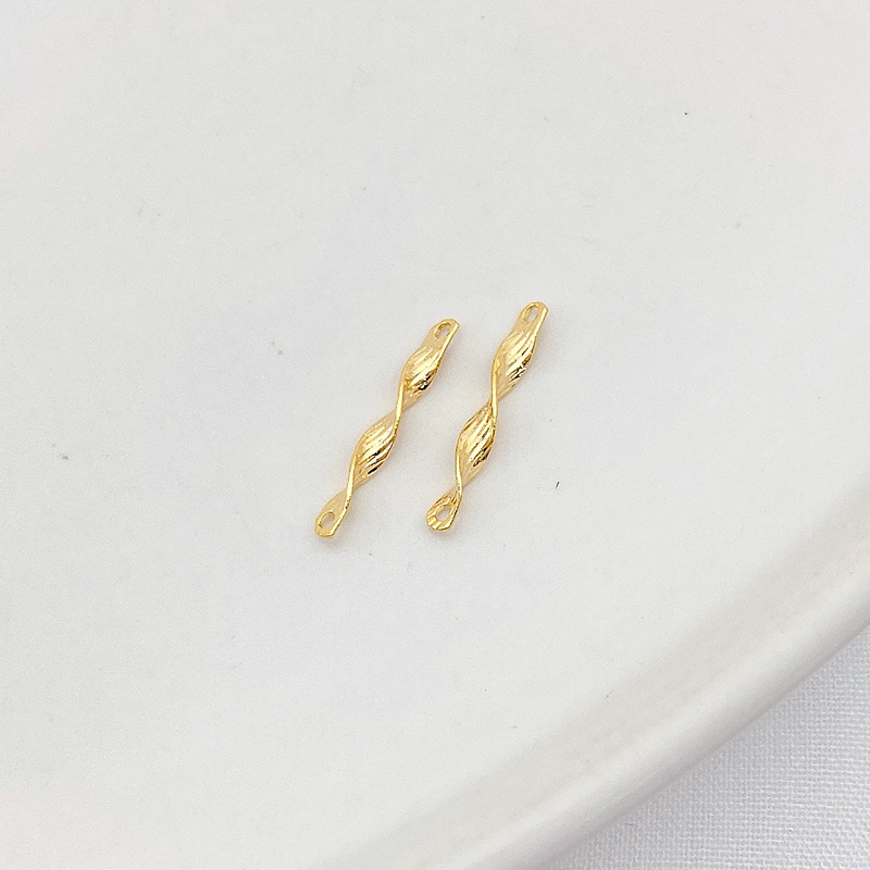 Dual Hanging Rings Gold Plated Wavy Curved Connector Charms for DIY 10