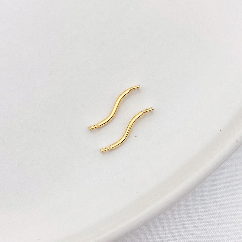 Dual Hanging Rings Gold Plated Wavy Curved Connector Charms for DIY 10PCS Multiple Style