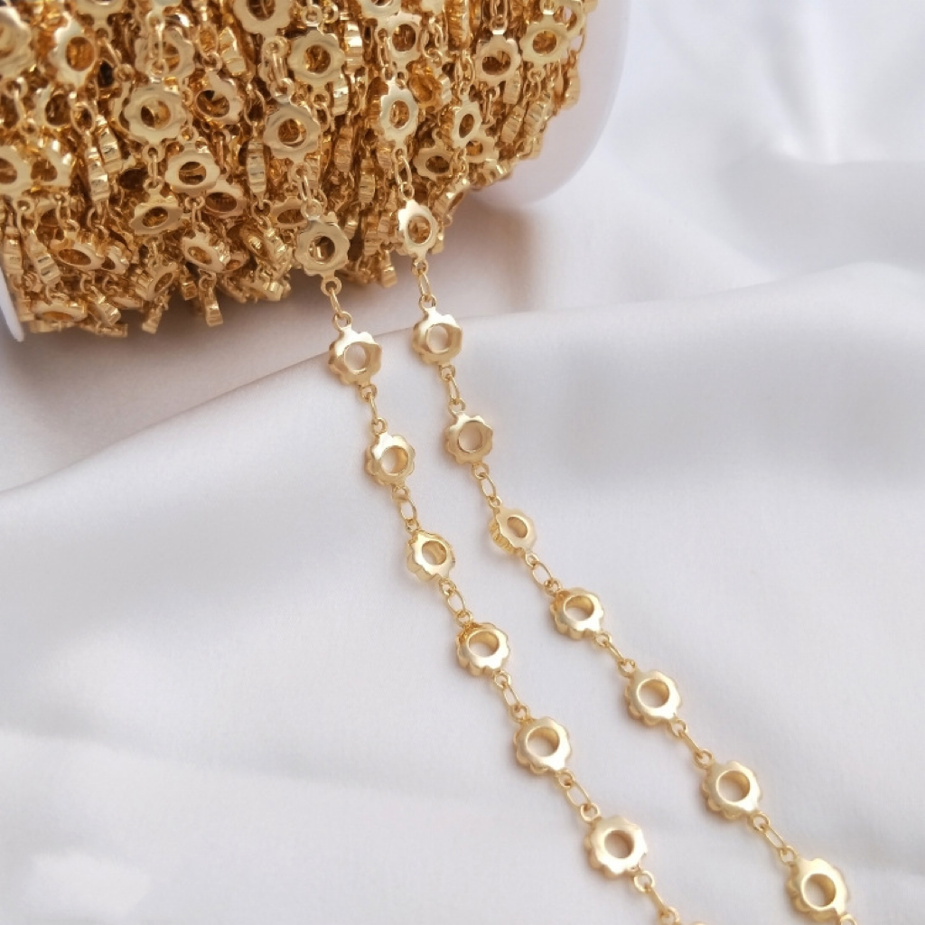 14k Gold Plated Copper Decor Chain for Jwelry DIY Flower Heart 50cm