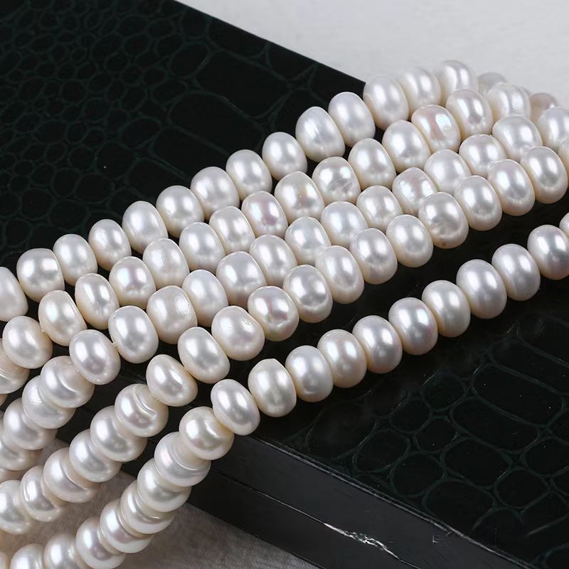 Cabochon with Cross Hole Natural Freshwater Pearls Strand