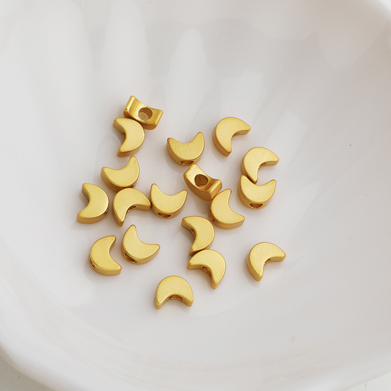 gold plated cross hole moon spacer beads 10pcs