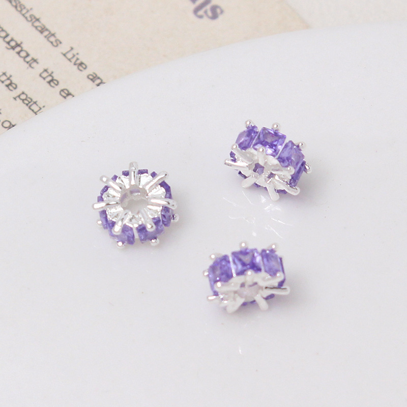 Inlaid Square Zircon Wheel Spacer Bead