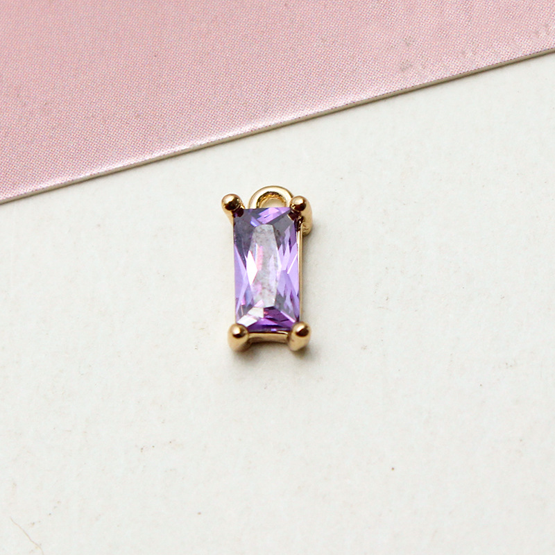 4*8mm Colored Zircon Rectangle Pendant Single Hanging Ring