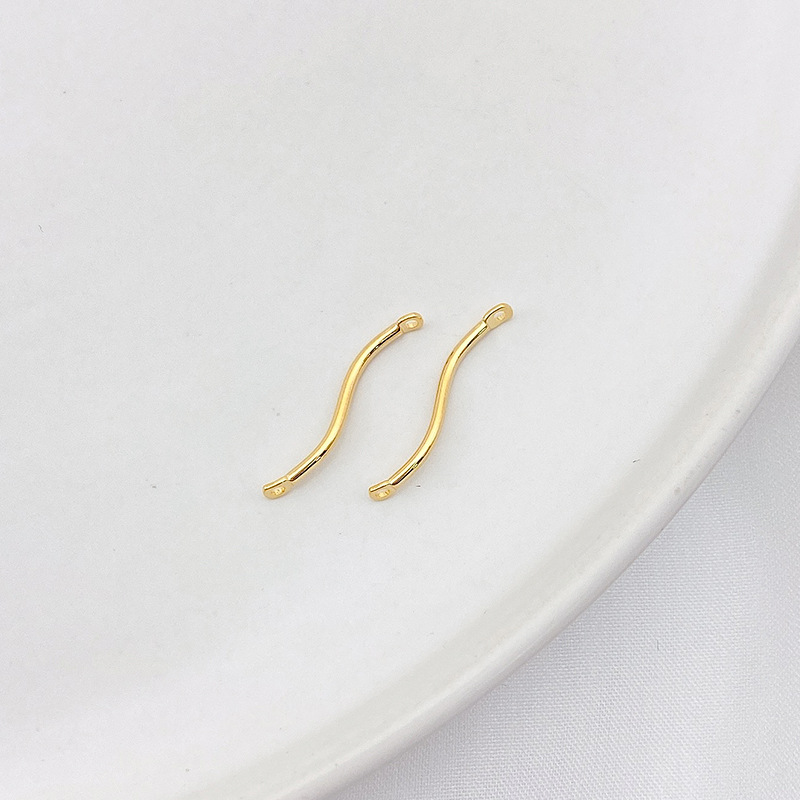 Dual Hanging Rings Gold Plated Wavy Curved Connector Charms for DIY 10PCS Multiple Style