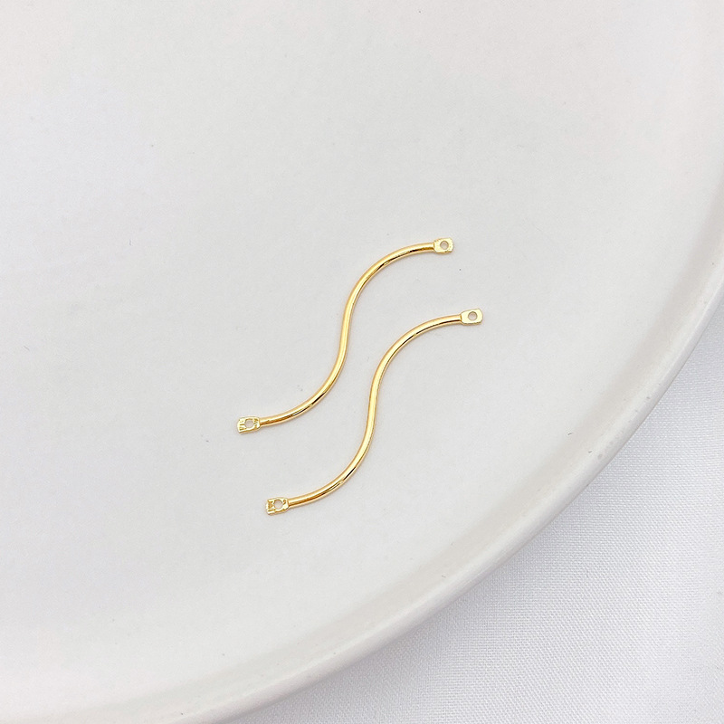 Dual Hanging Rings Gold Plated Wavy Curved Connector Charms for DIY 10PCS Multiple Style