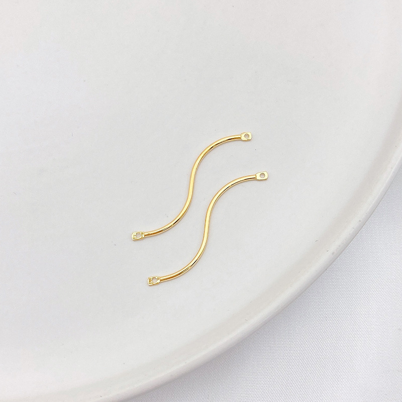 Dual Hanging Rings Gold Plated Wavy Curved Connector Charms for DIY 10PCS Multiple Style