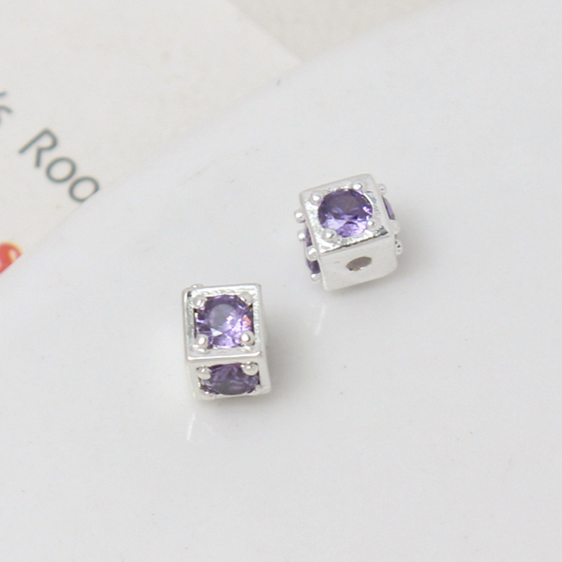 Cubic Zirconia Inlaid 14k Gold Plated Cube Spacer Bead for Jewelry DIY