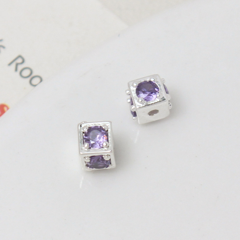 Cubic Zirconia Inlaid 14k Gold Plated Cube Spacer Bead for Jewelry DIY