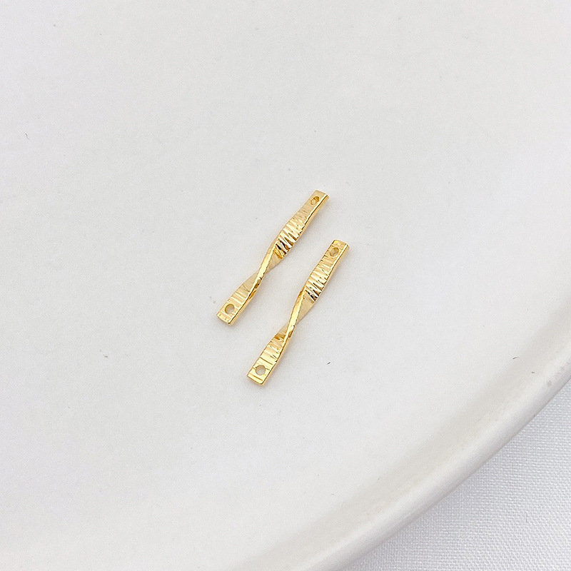 Dual Hanging Rings Gold Plated Wavy Curved Connector Charms for DIY 10PCS Multiple Style