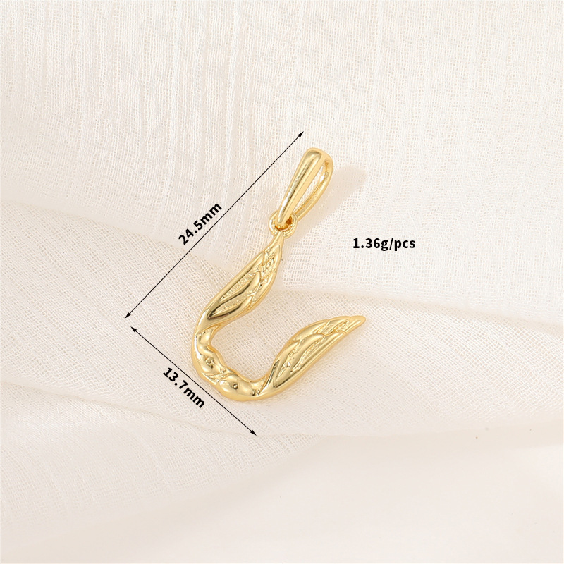 14k Gold Plated Artistic Bird 26 Letters Pendant Jewelry Charms