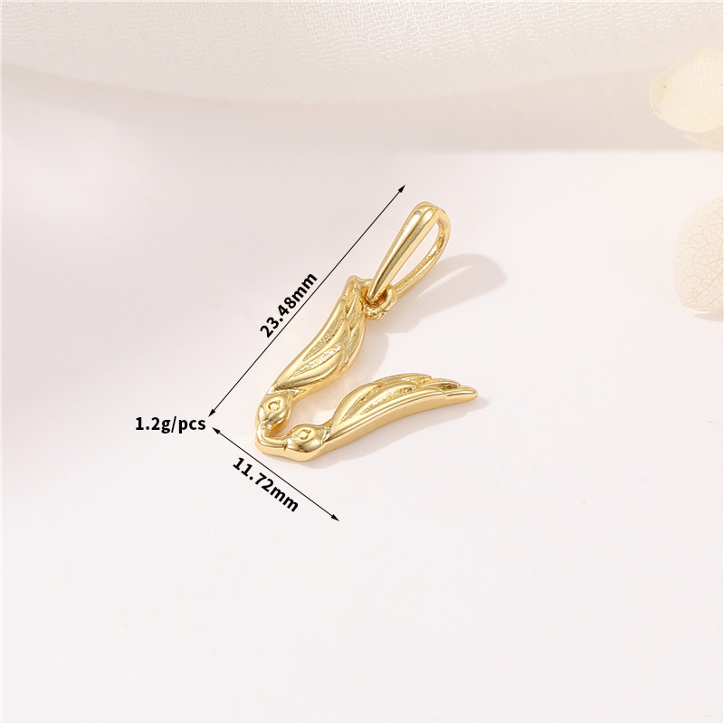 14k Gold Plated Artistic Bird 26 Letters Pendant Jewelry Charms