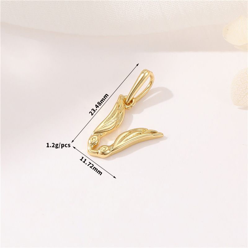 14k Gold Plated Artistic Bird 26 Letters Pendant Jewelry Charms