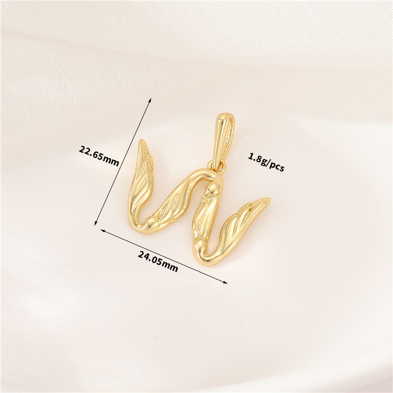 14k Gold Plated Artistic Bird 26 Letters Pendant Jewelry Charms