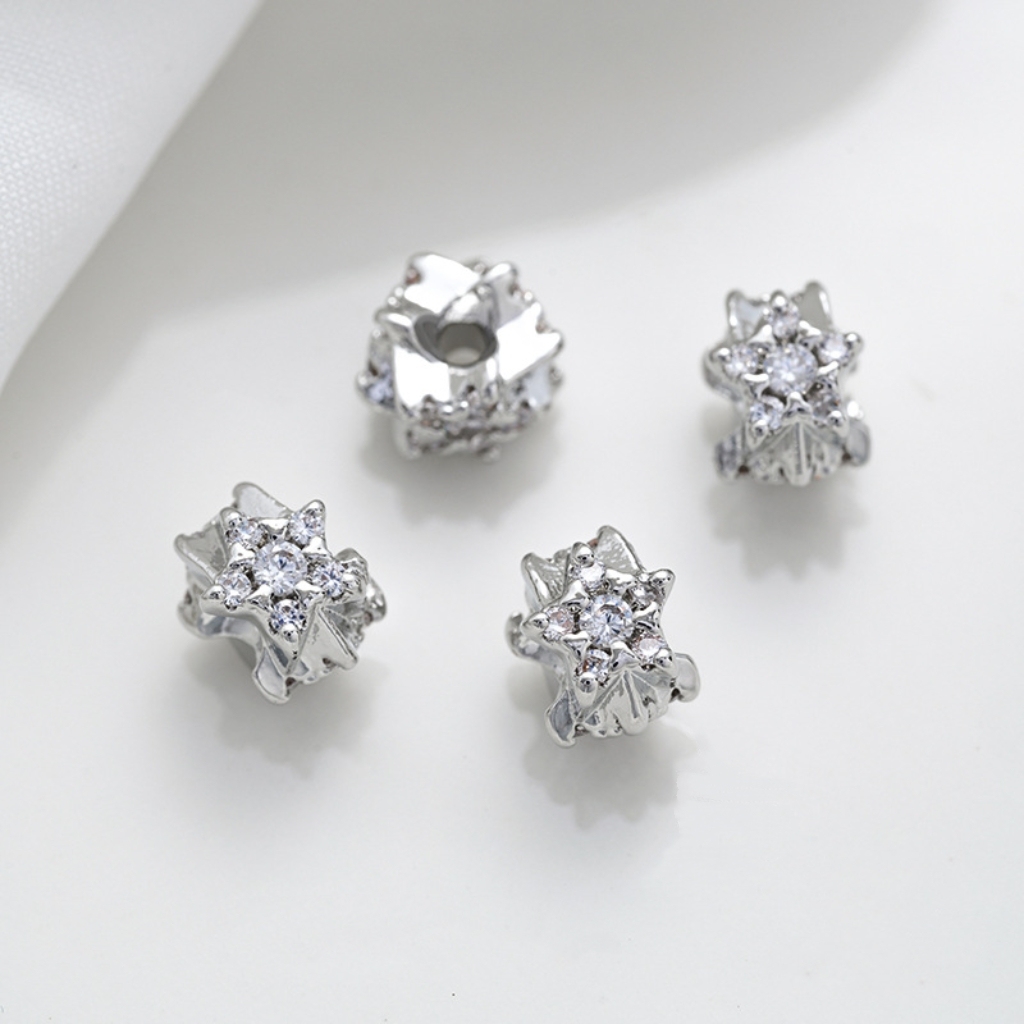 Cubic Zirconia Inlaid Gold Plated Wheel Spacer Bead Multiple Style