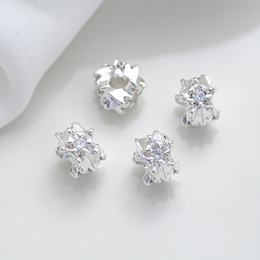 Cubic Zirconia Inlaid Gold Plated Wheel Spacer Bead Multiple Style