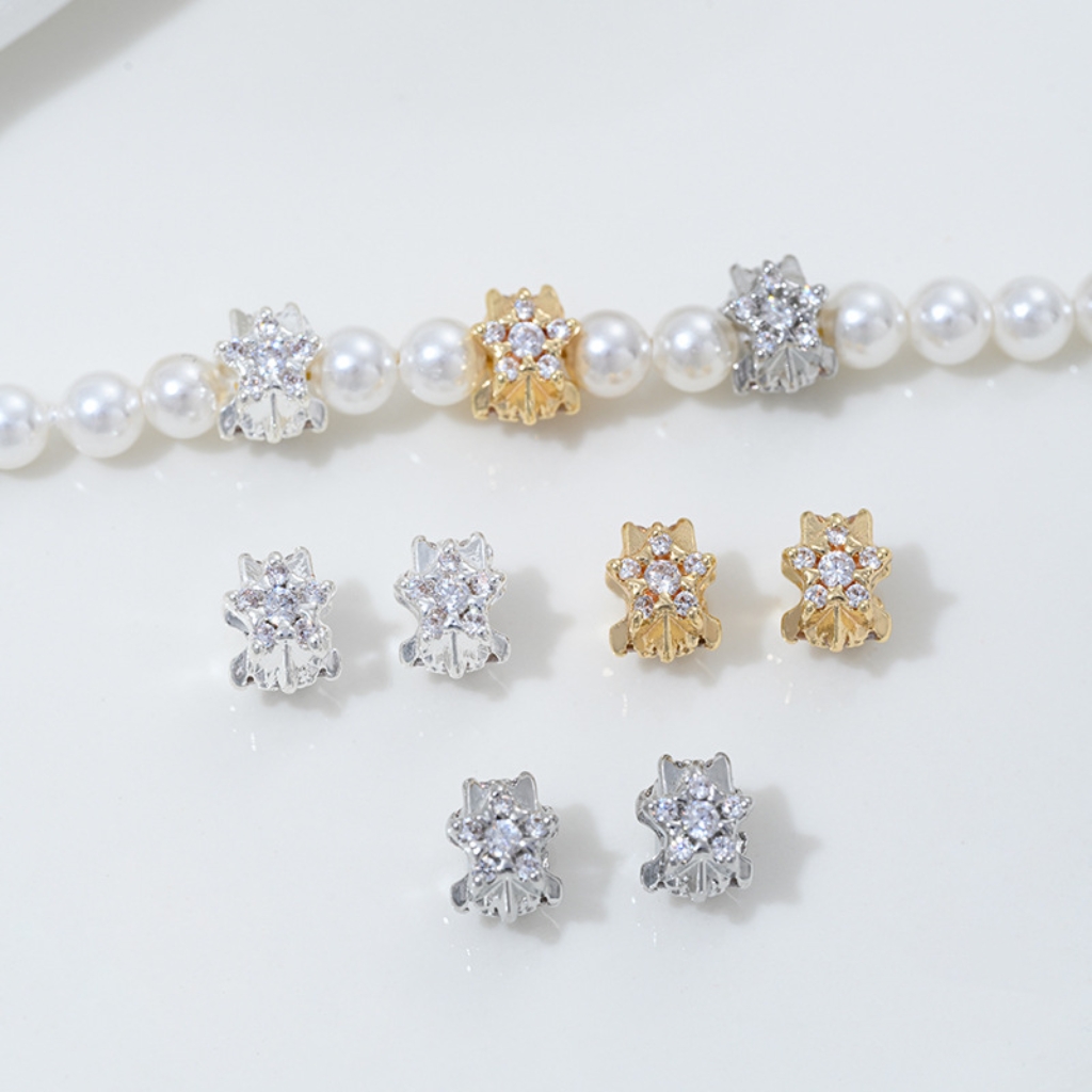 Cubic Zirconia Inlaid Gold Plated Wheel Spacer Bead Multiple Style