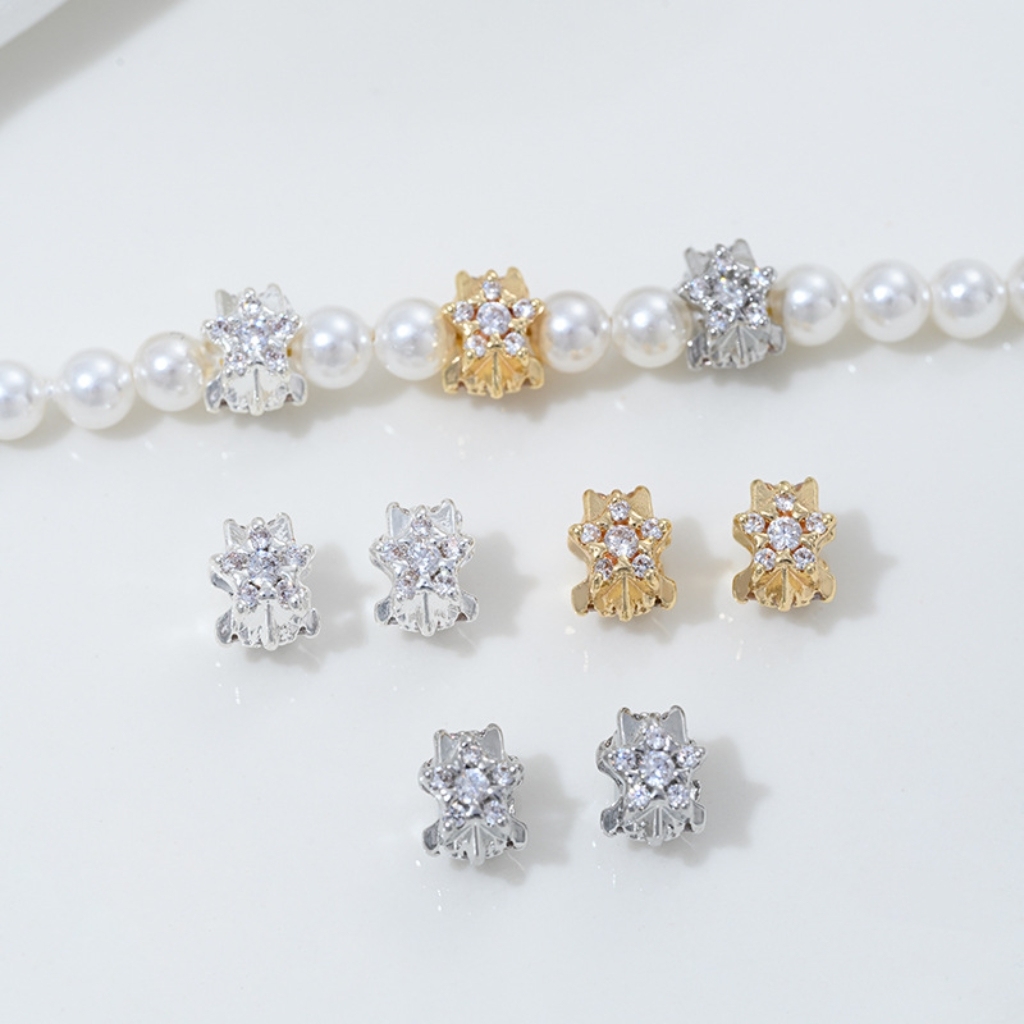 Cubic Zirconia Inlaid Gold Plated Wheel Spacer Bead Multiple Style