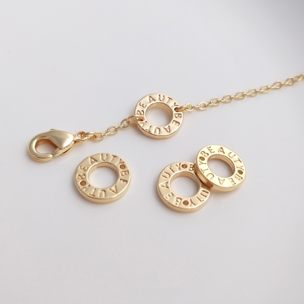 14k Gold Plated "BEAUTY" Connecting Ring Accessory for Jewelry Making