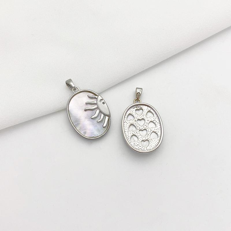Natural White and Black Shell Inlaid Pendant Jewelry Charms