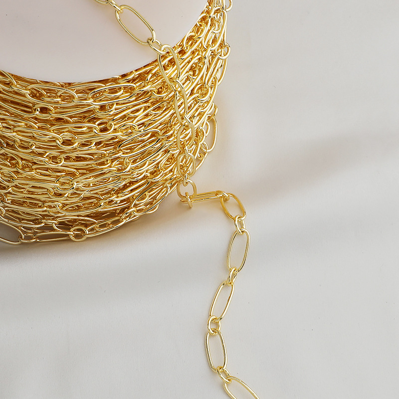 5mm Width Oval Handmade 14k Gold Plated Copper Chain 1m