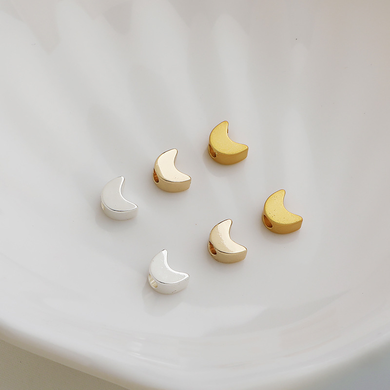 gold plated cross hole moon spacer beads 10pcs