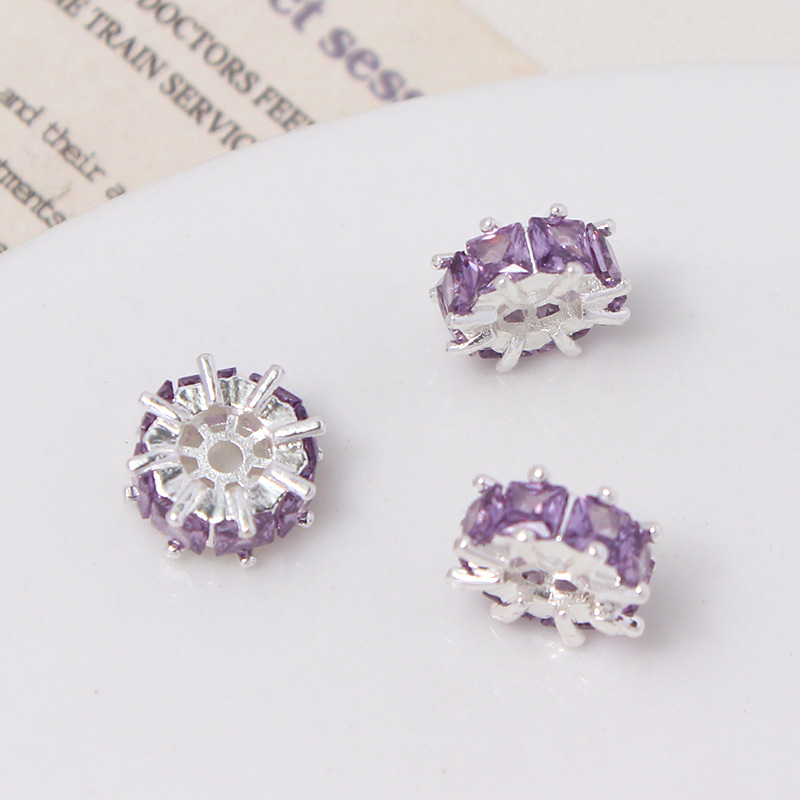 Inlaid Square Zircon Wheel Spacer Bead