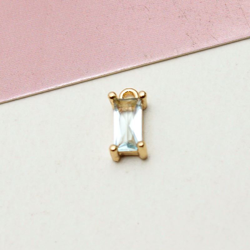 4*8mm Colored Zircon Rectangle Pendant Single Hanging Ring