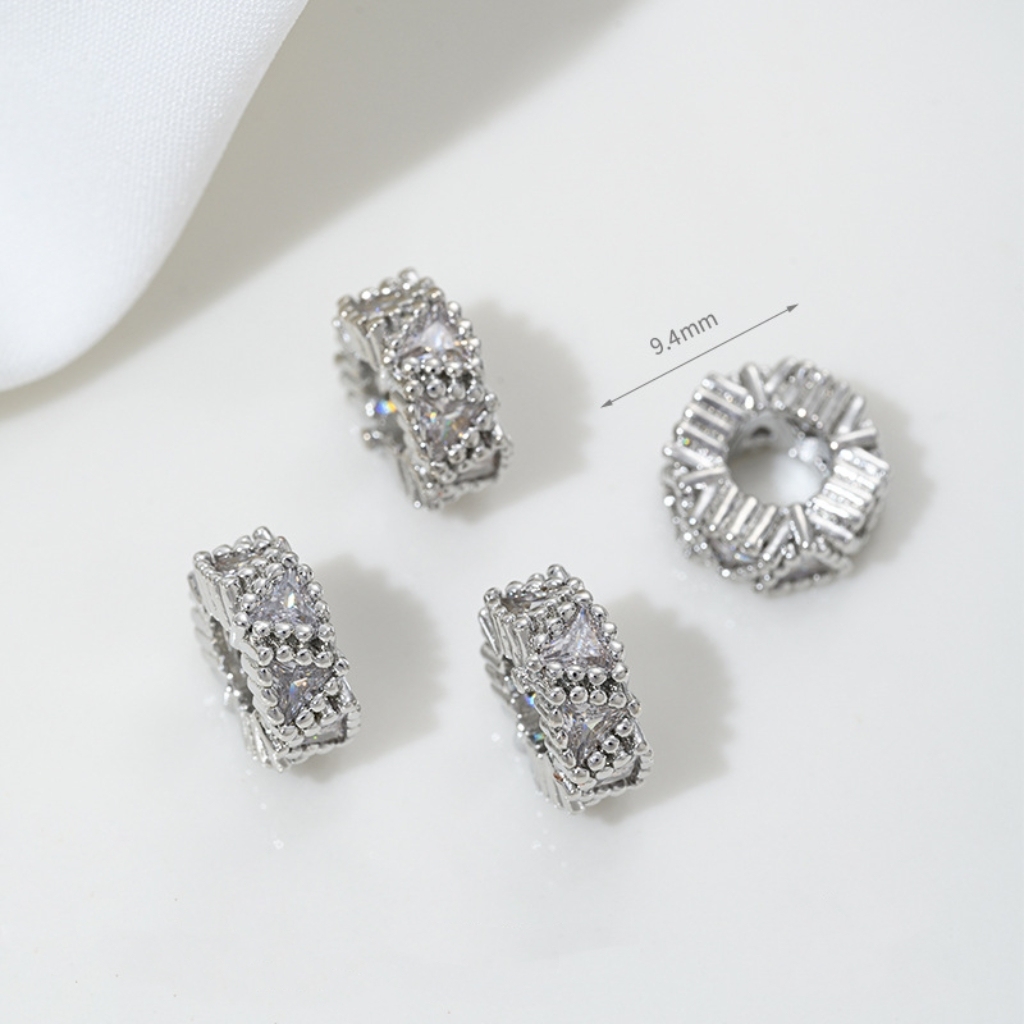 Cubic Zirconia Inlaid Gold Plated Wheel Spacer Bead Multiple Style