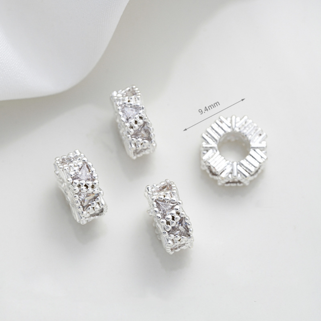 Cubic Zirconia Inlaid Gold Plated Wheel Spacer Bead Multiple Style