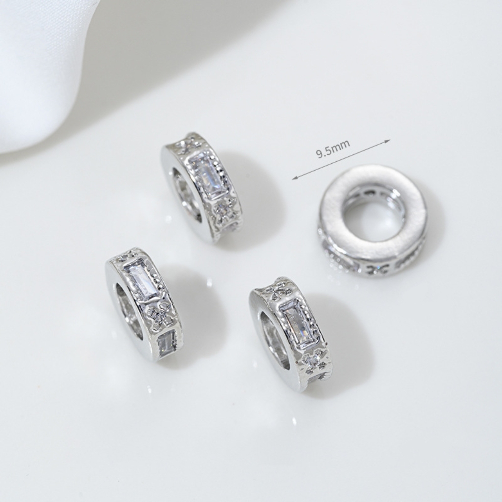 Cubic Zirconia Inlaid Gold Plated Wheel Spacer Bead Multiple Style