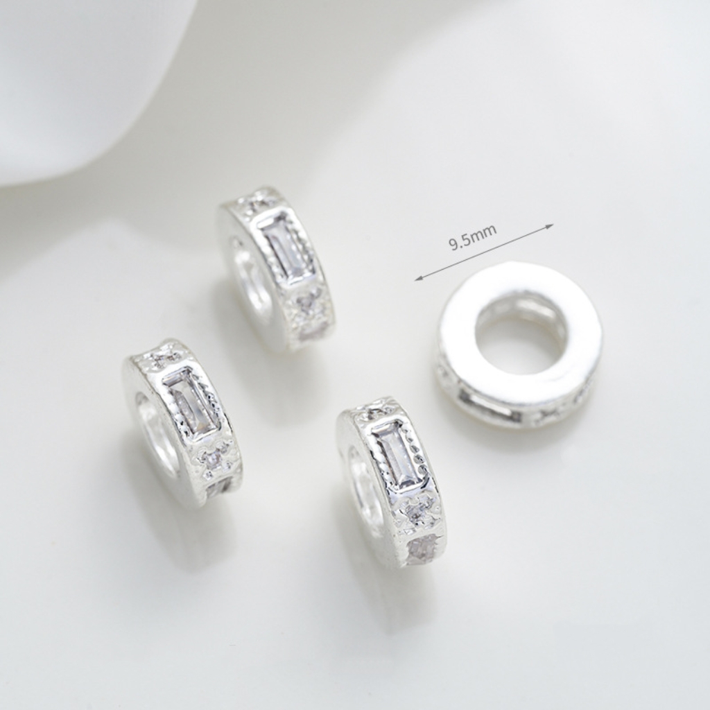 Cubic Zirconia Inlaid Gold Plated Wheel Spacer Bead Multiple Style