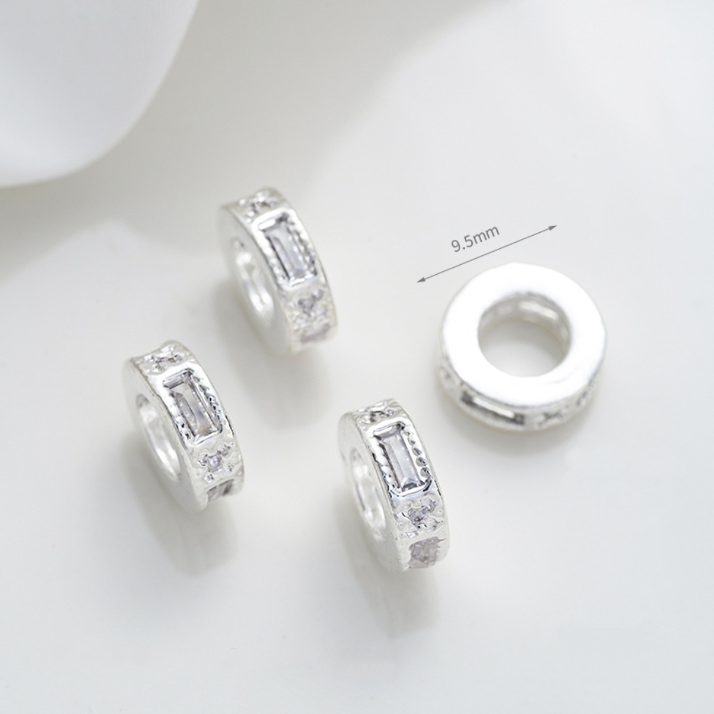 Cubic Zirconia Inlaid Gold Plated Wheel Spacer Bead Multiple Style