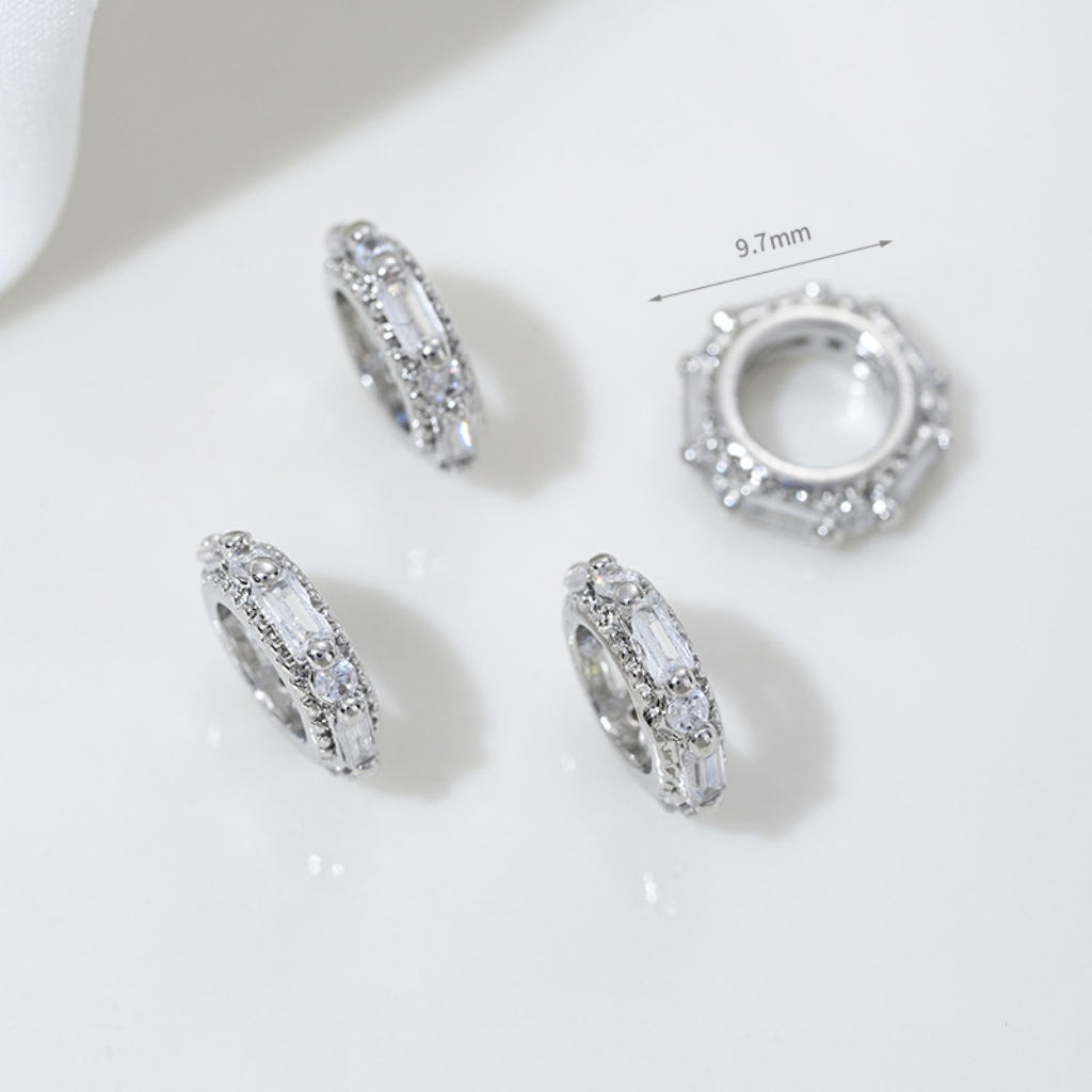 Cubic Zirconia Inlaid Gold Plated Wheel Spacer Bead Multiple Style