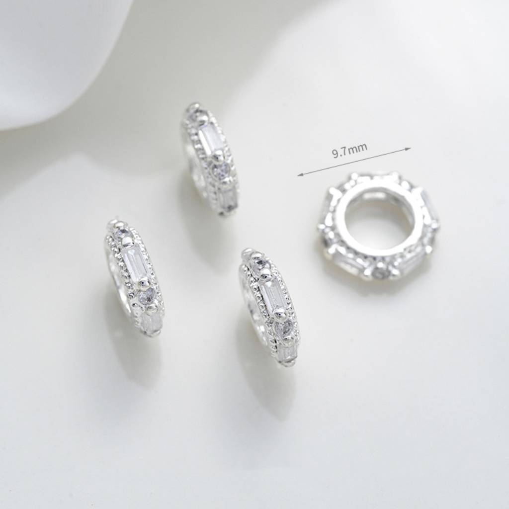 Cubic Zirconia Inlaid Gold Plated Wheel Spacer Bead Multiple Style