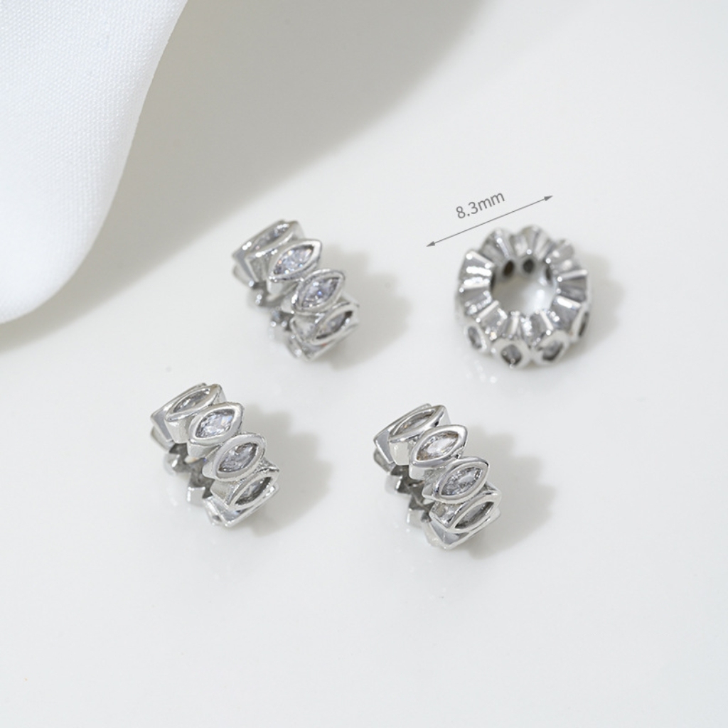 Cubic Zirconia Inlaid Gold Plated Wheel Spacer Bead Multiple Style