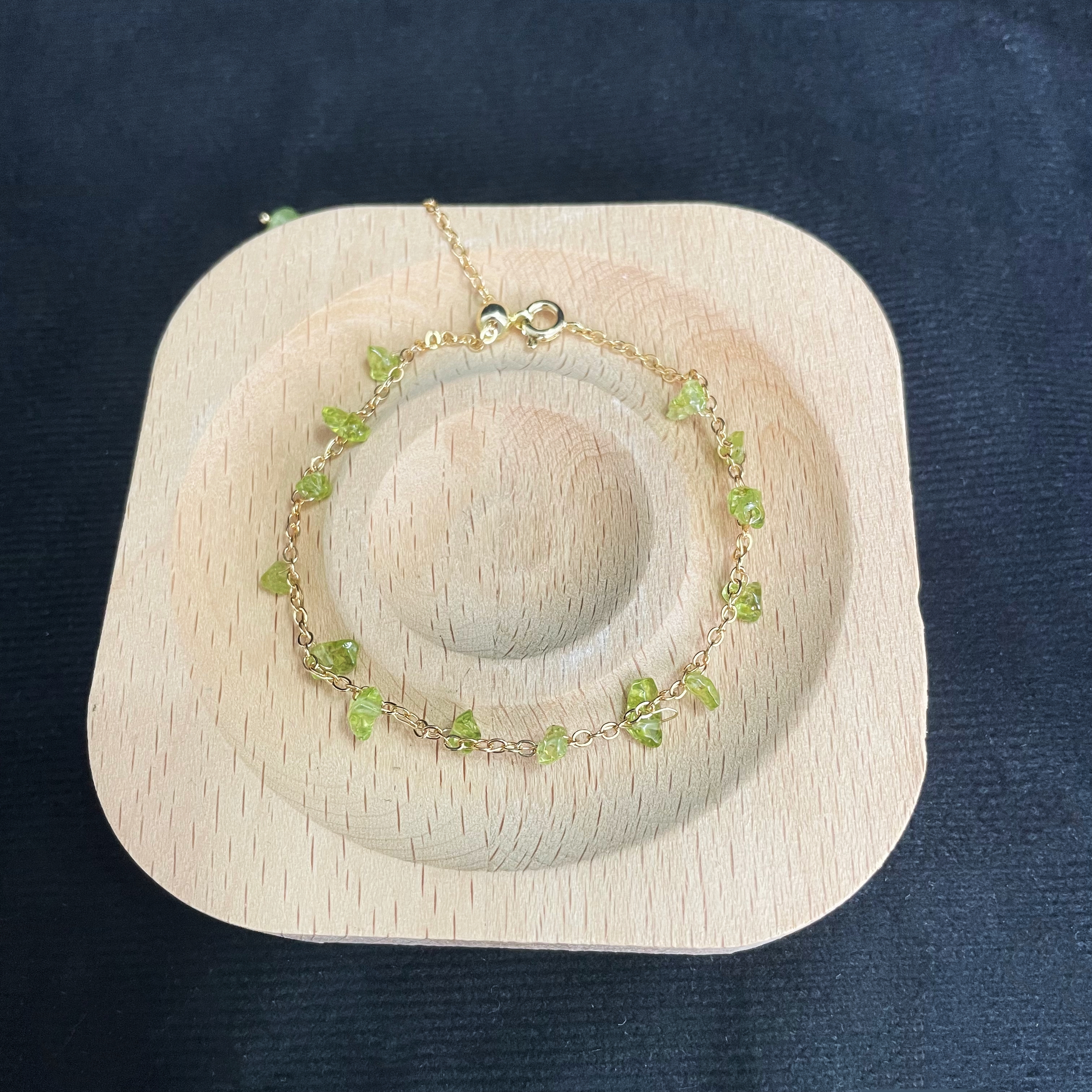 Mini Raw Peridots Woven Olive Branch Bracelet