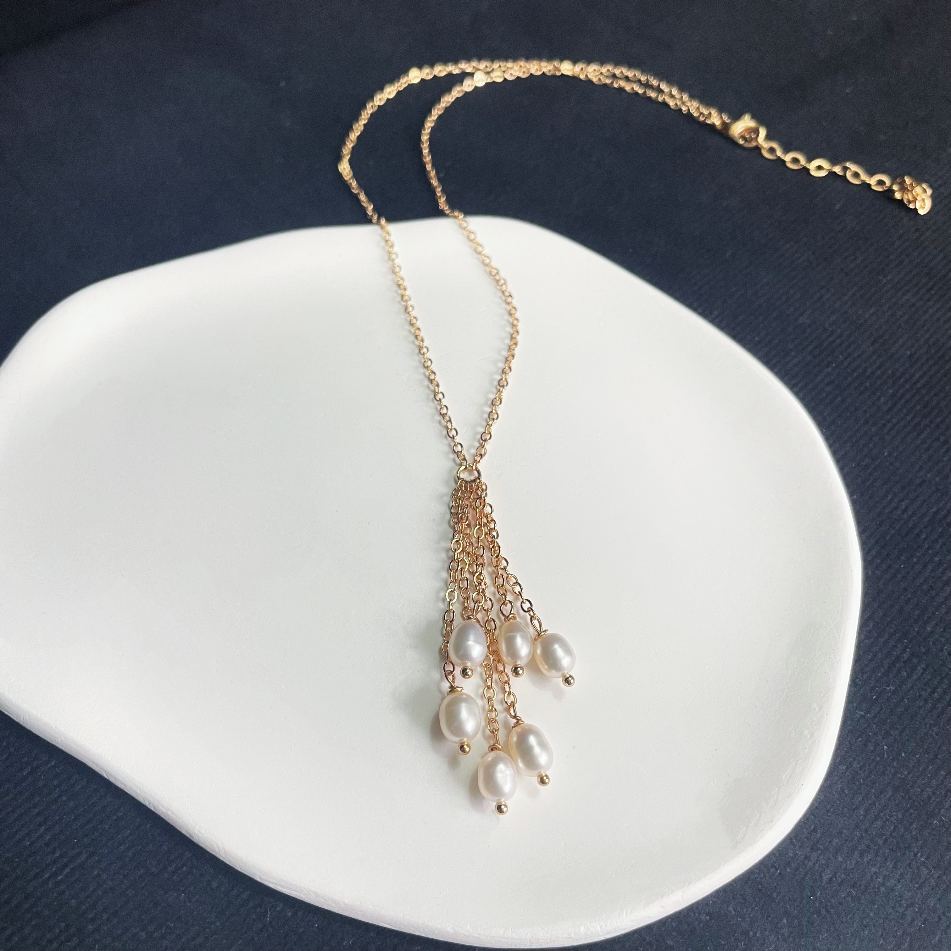 Pearl Necklace Handcrafted Ears of Wheat Elegance