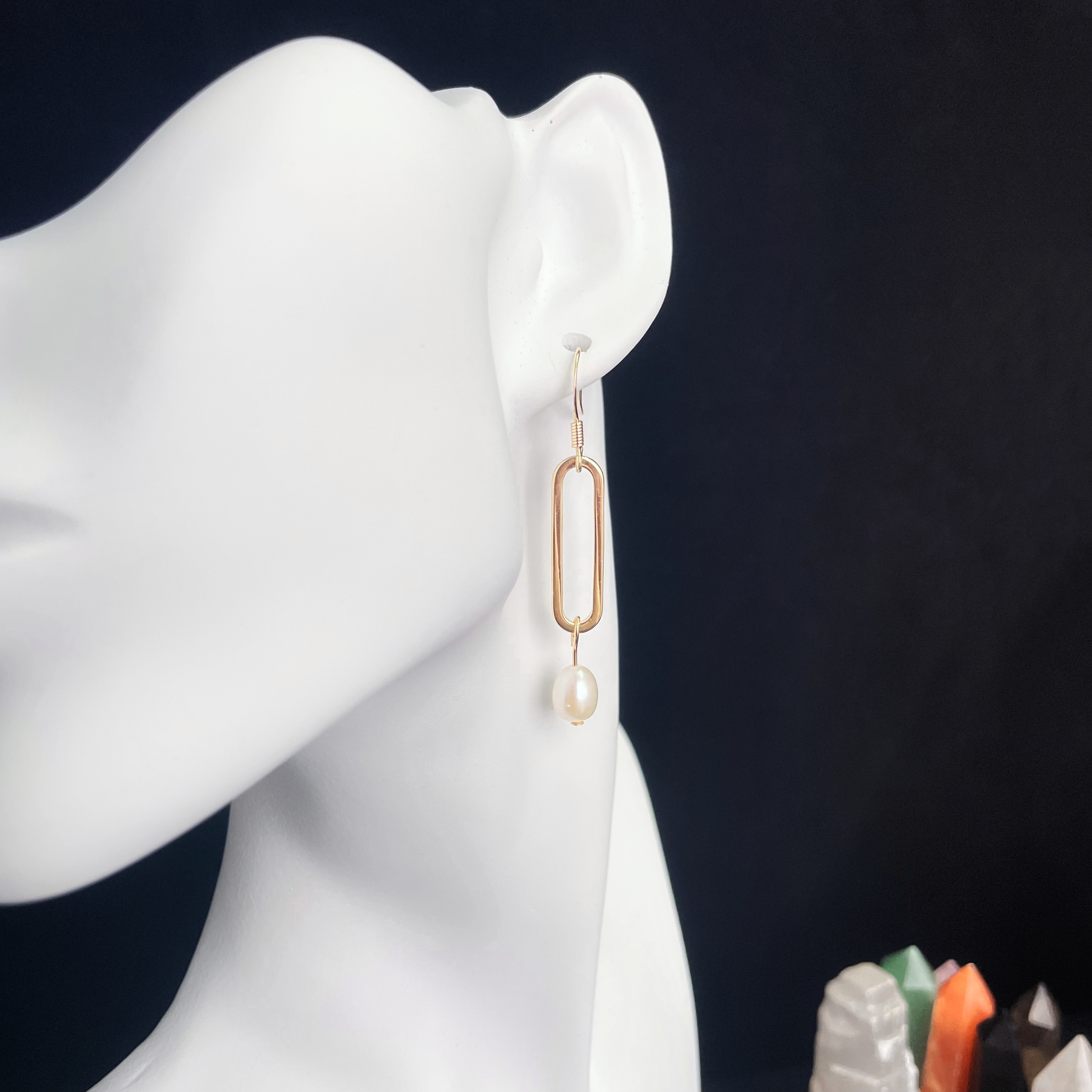 Simple Pearls Earrings Rectangular Frame Earrings