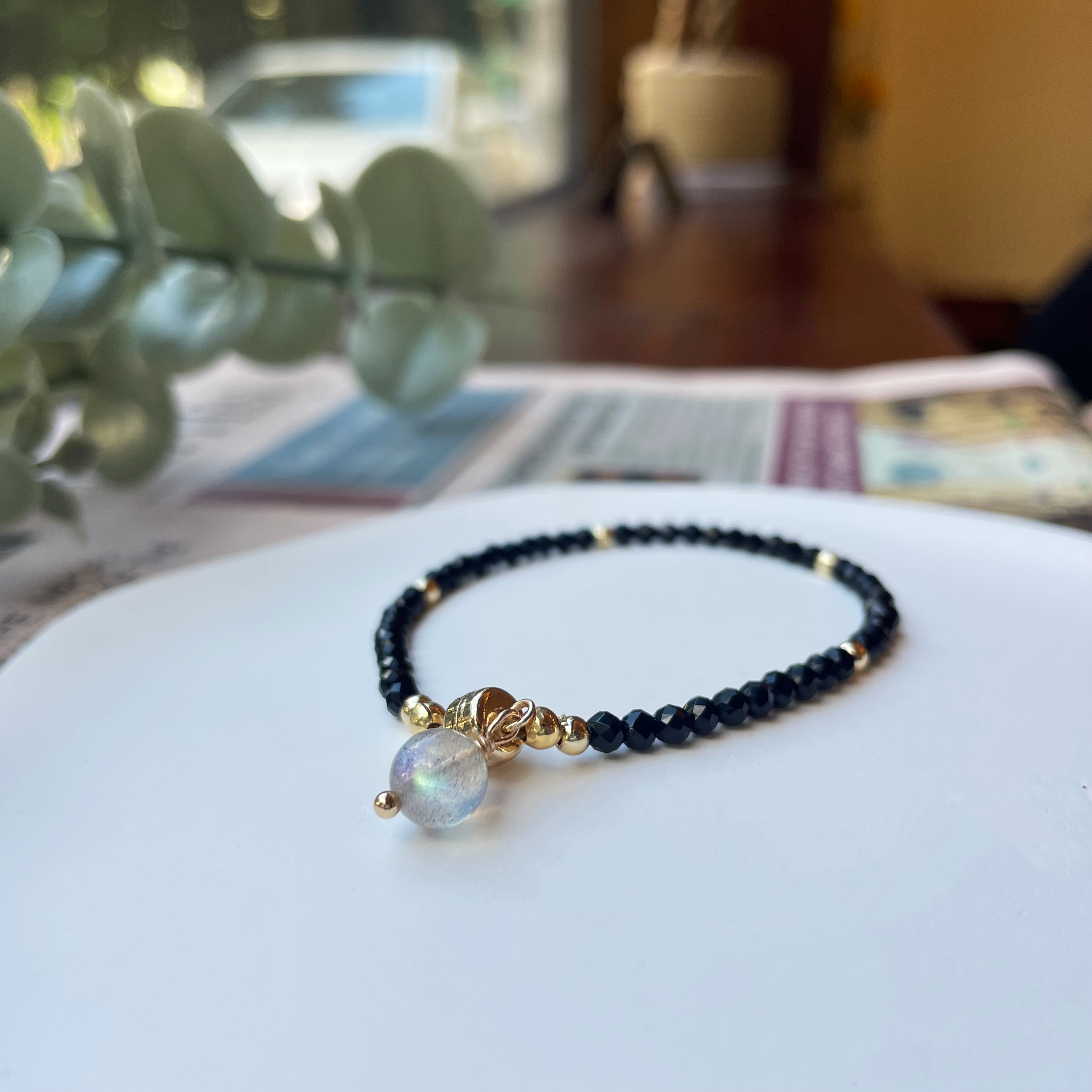 Black Spinel with Labradorite Bracelet