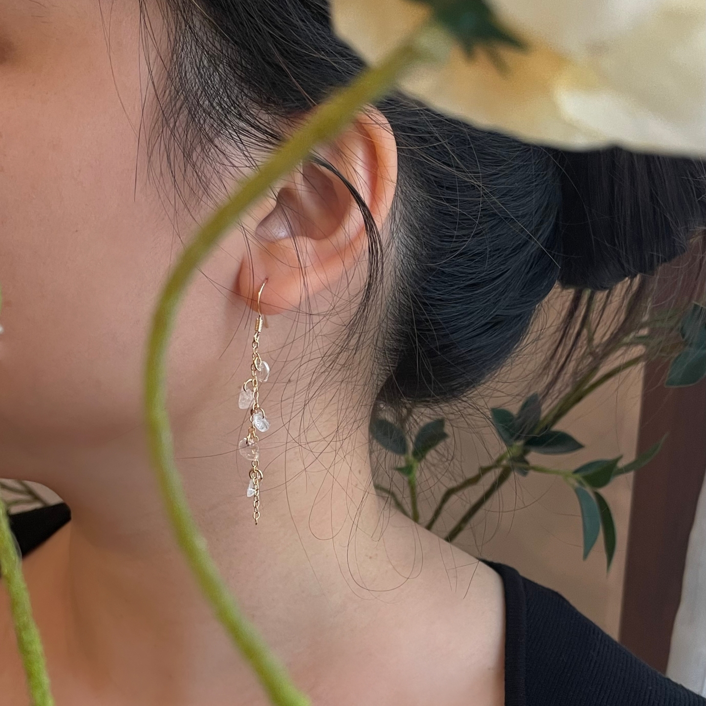 Clear Quartz Lily of the Valley Drop Earrings
