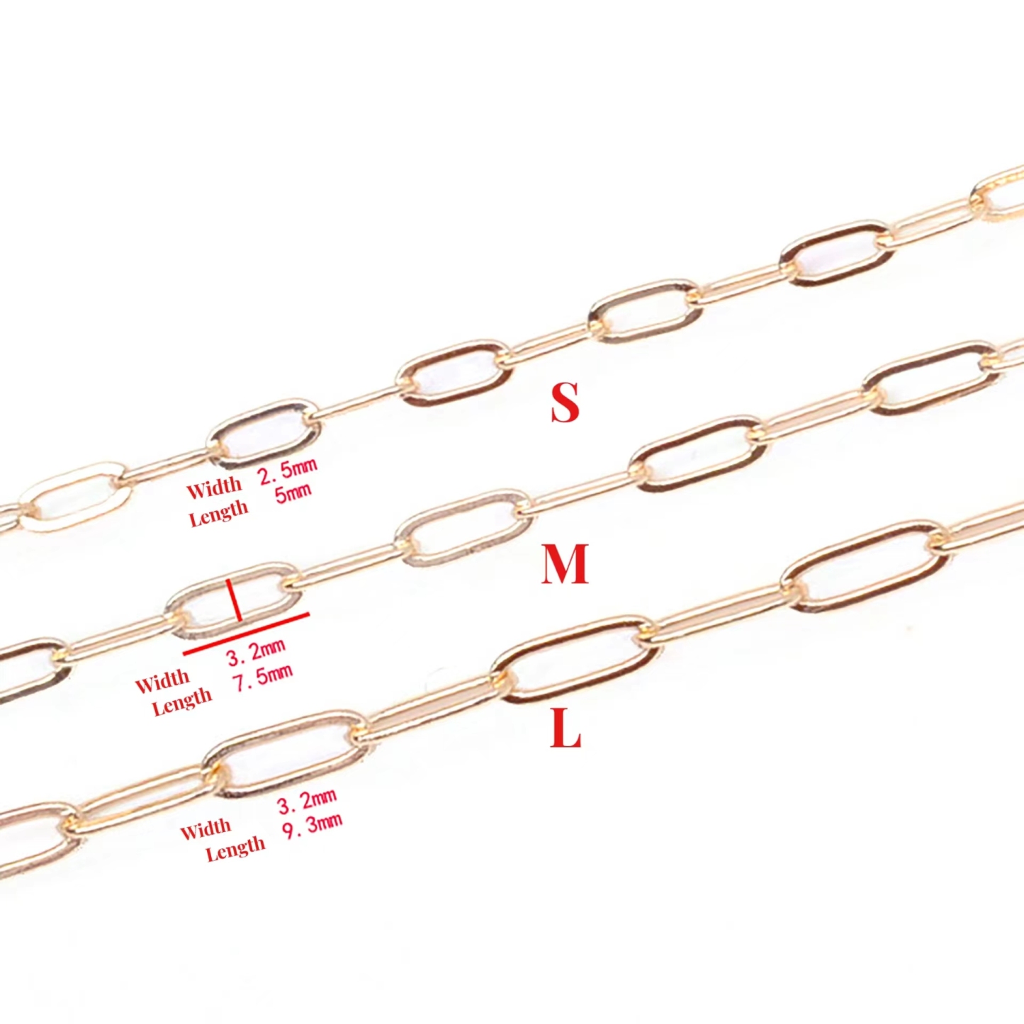  Rectangular Paperclip Link Chains