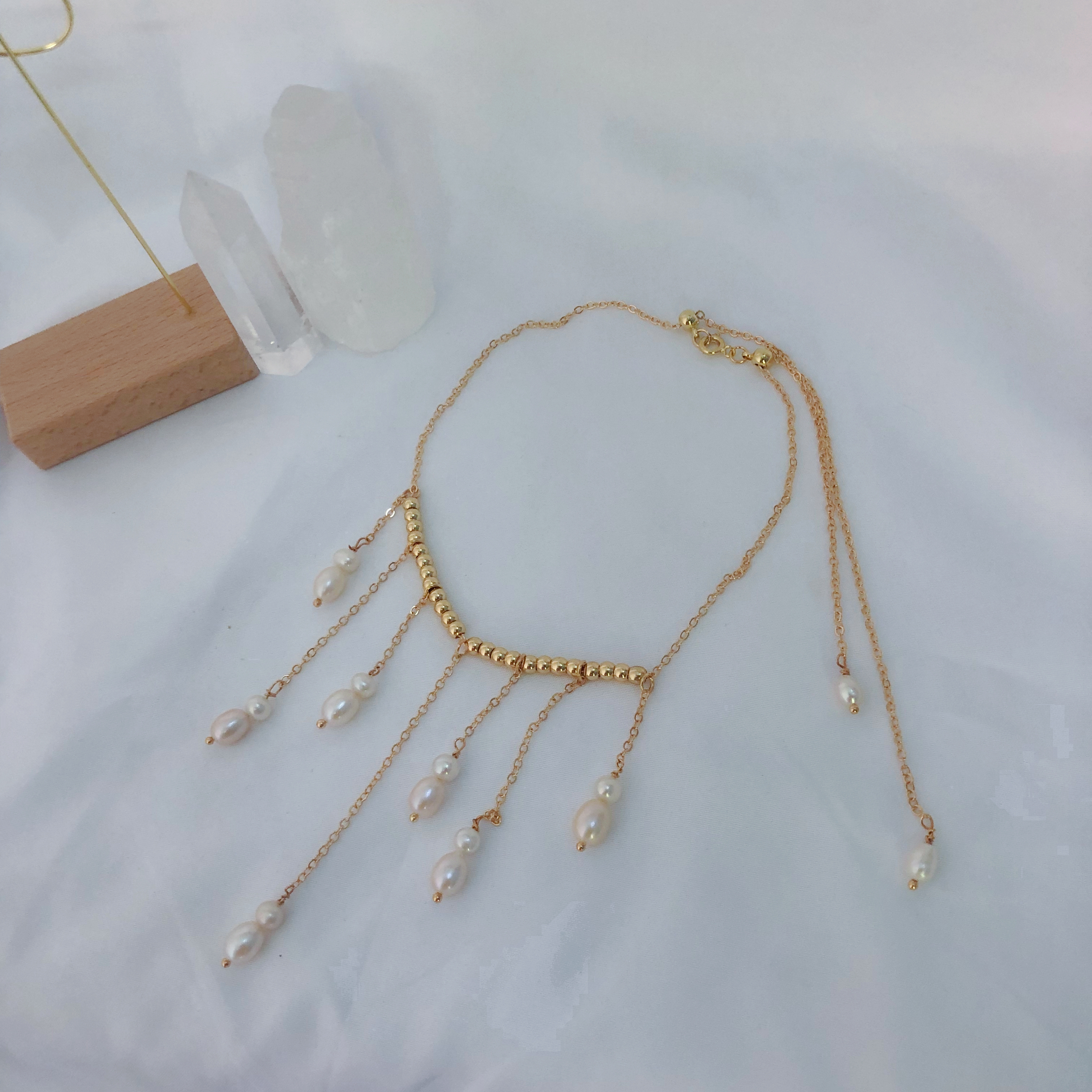 Pearl Drop Fringe Necklace