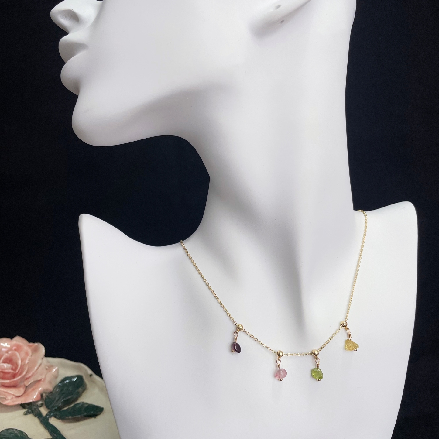 Rainbow Sugar Necklace Adjustable Gemstone Raw Stone Necklace