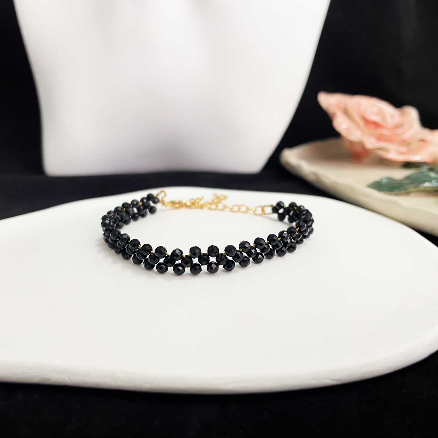 Mysterious Elegance Black Lace Bracelet Woven Black Spinel Bracelet