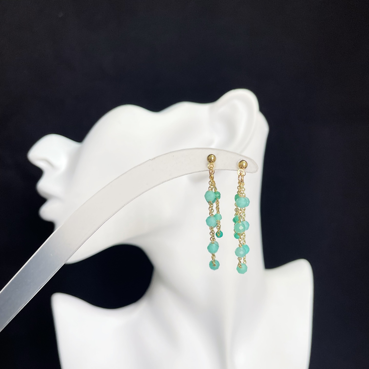 Double Amazonite Chains Semi-Hook Earrings
