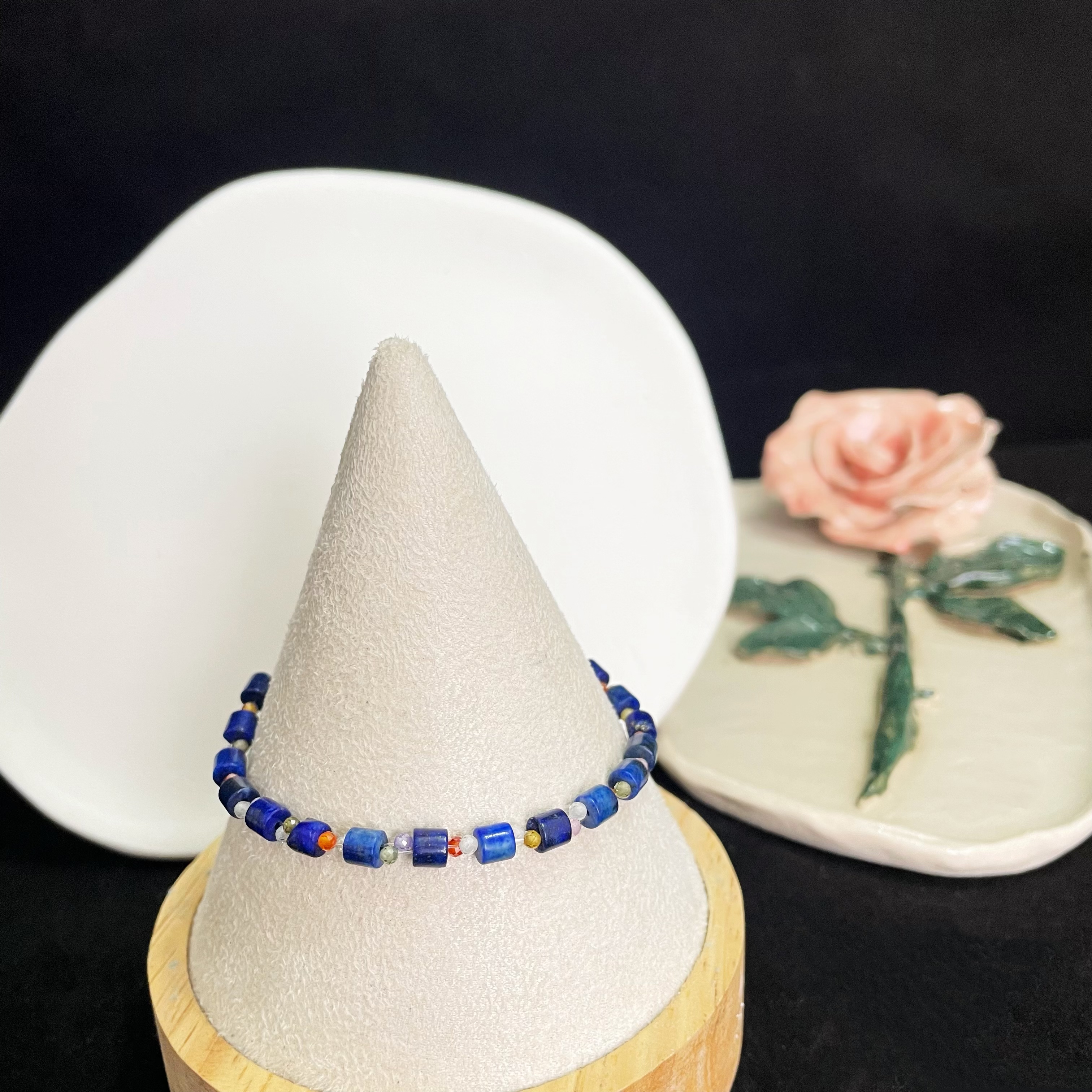 Lapis Lazuli and Rainbow Zircon Bracelet: A Celestial Candy Cascade