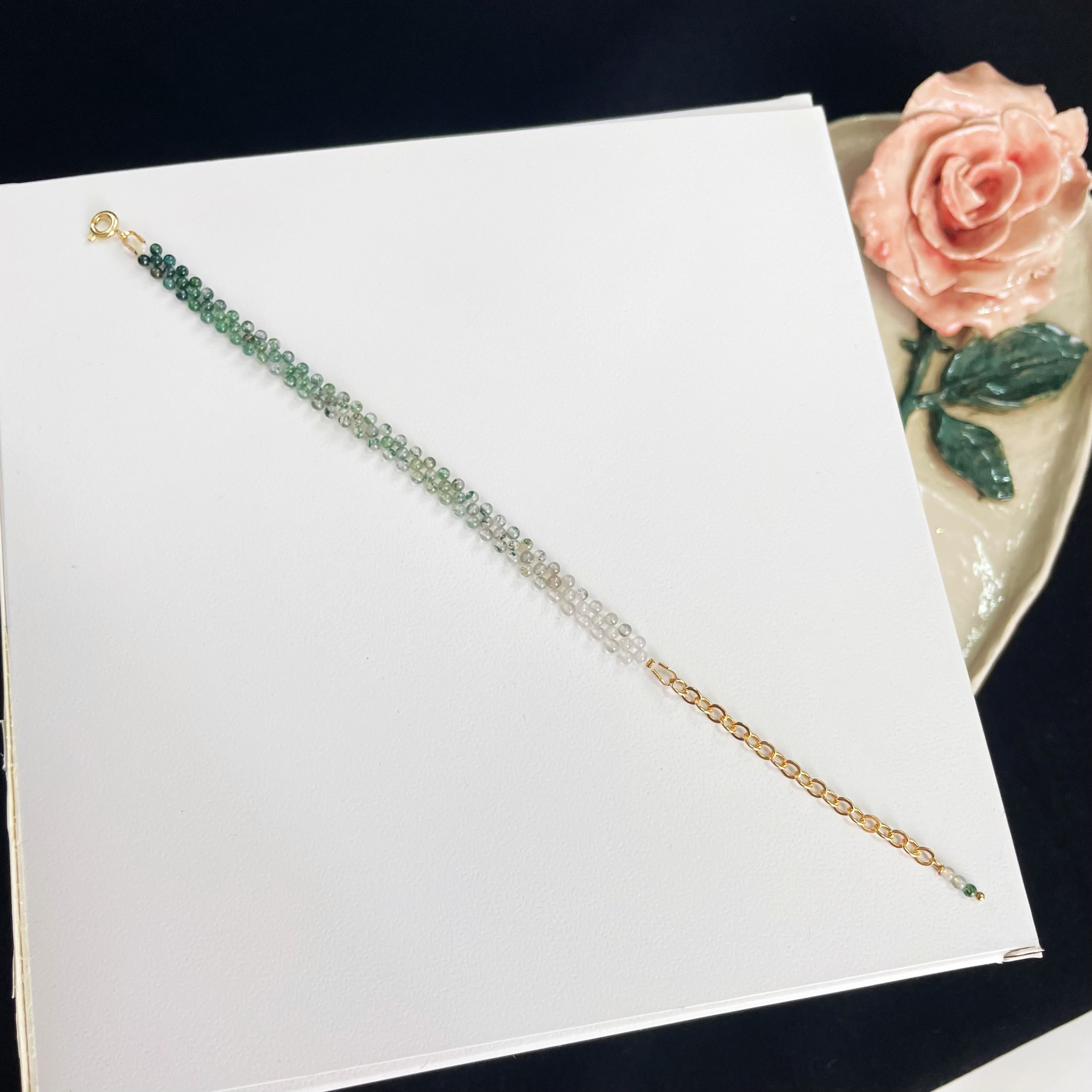 Green Gradient Moss Agate Woven Bracelet