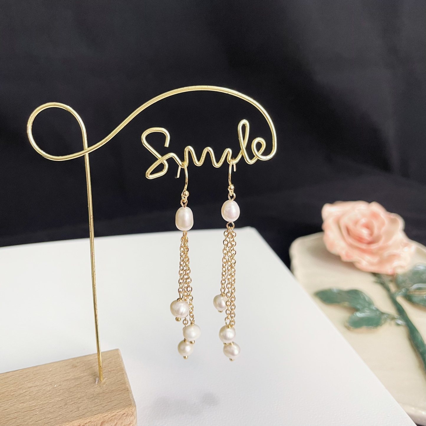 Triple Pearls Tassels Drop Earrings