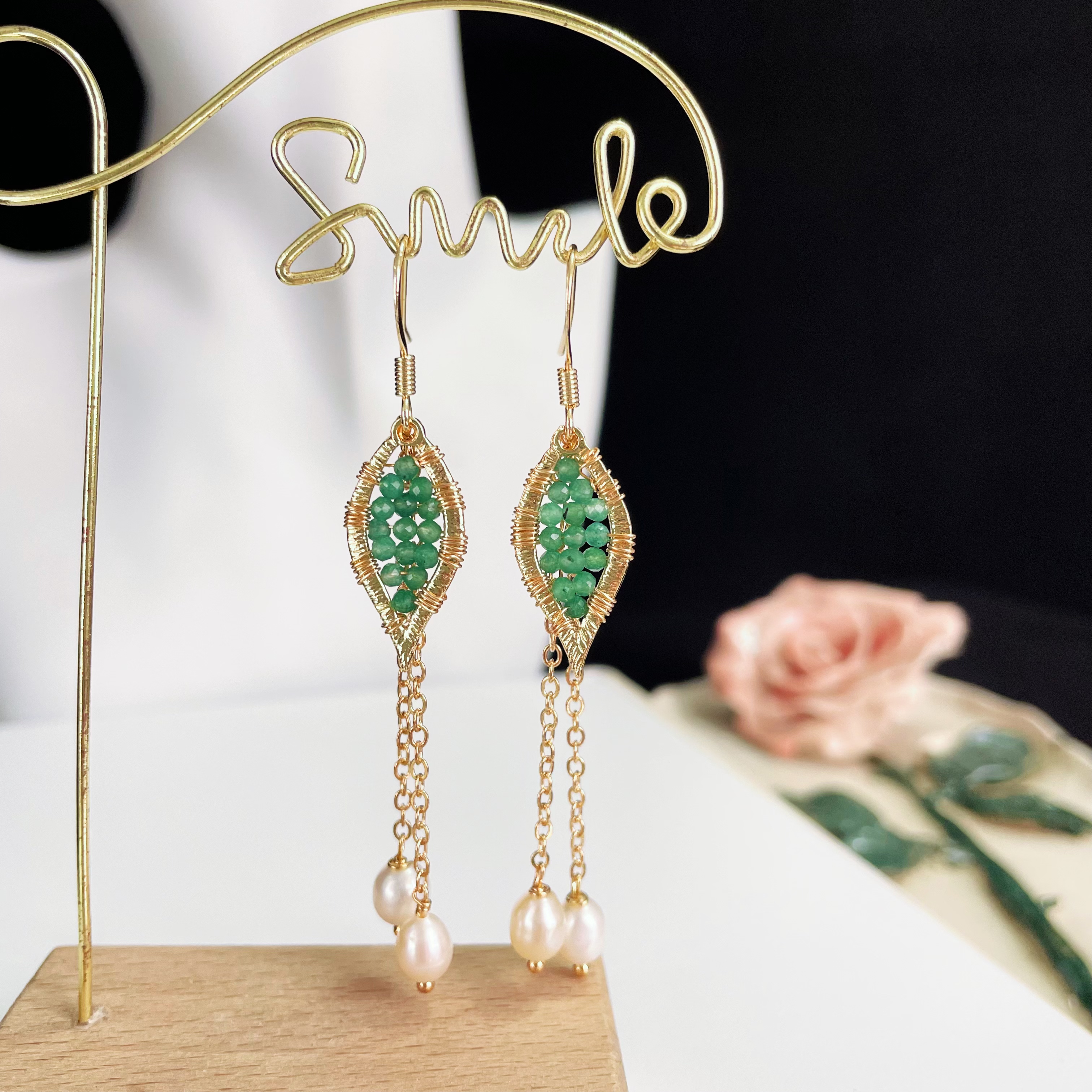 Aventurine Leaf Earrings Summer Spirit Nature's Elegance