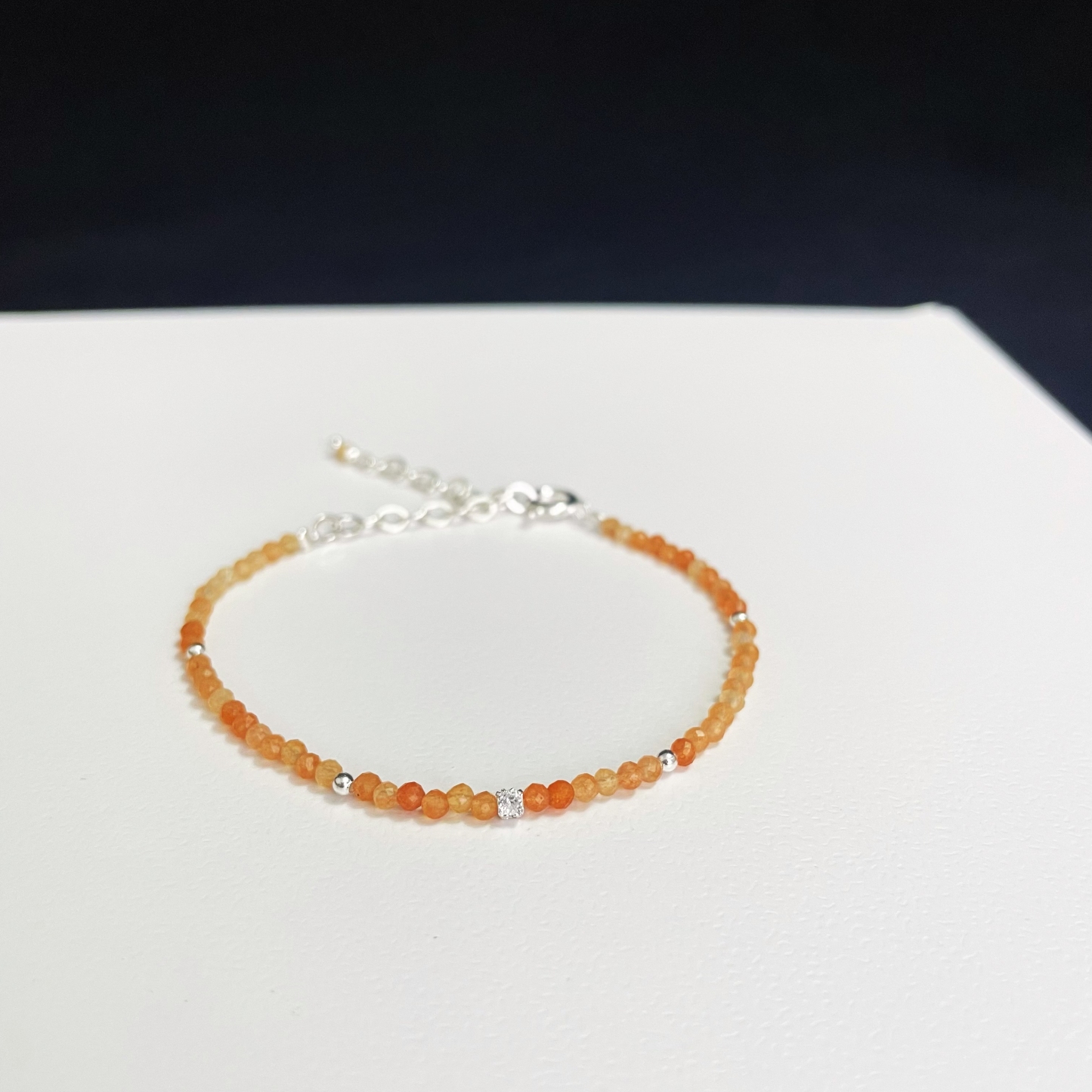 2mm Delicate Thin Red Aventurine Faced Beads Bracelet